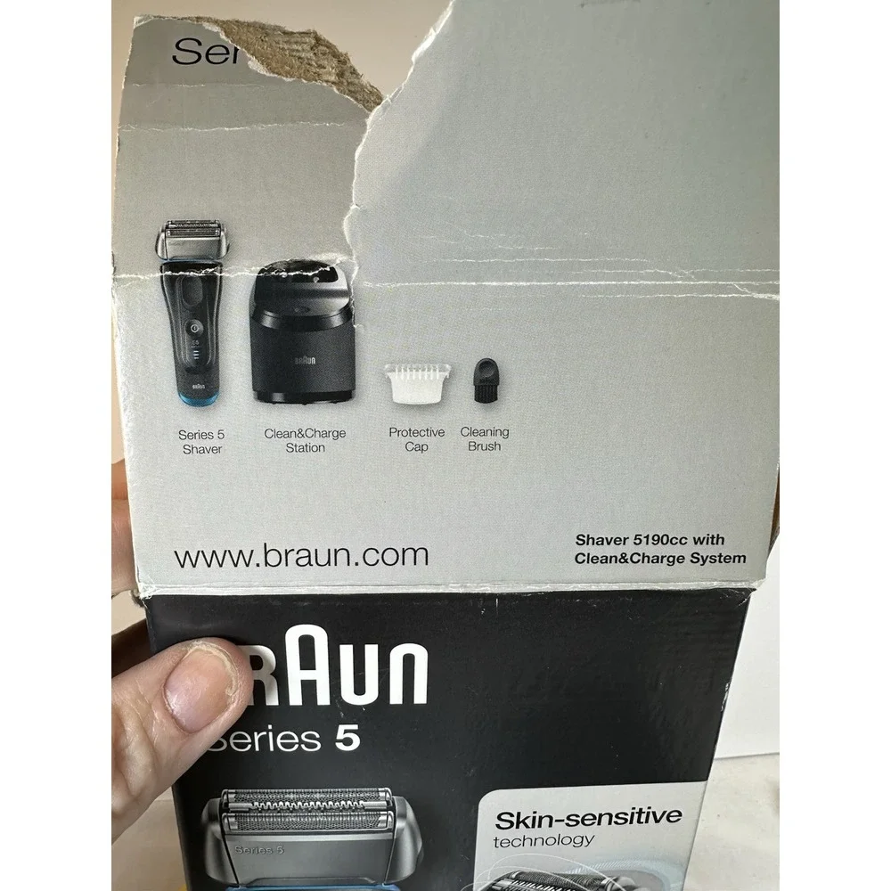 Braun Series 5 5190cc Electric Shaver Razor Body & Clean Station - NO BLADE HEAD
